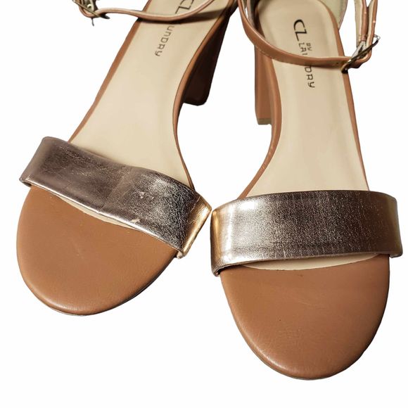 CL by Laundry size 9 Rose Gold & Brown Open Toe Heels AS IS NO BOX - Picture 3 of 10
